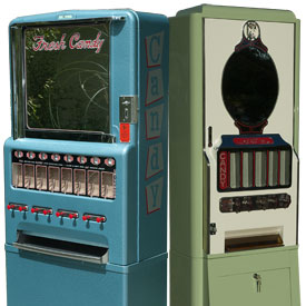 Illustrative example of antique candy vending machine