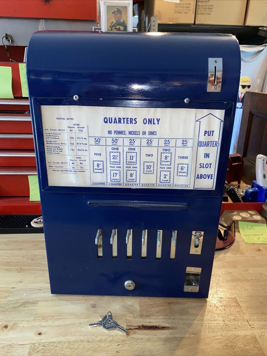 Illustrative example of antique stamp vending machine