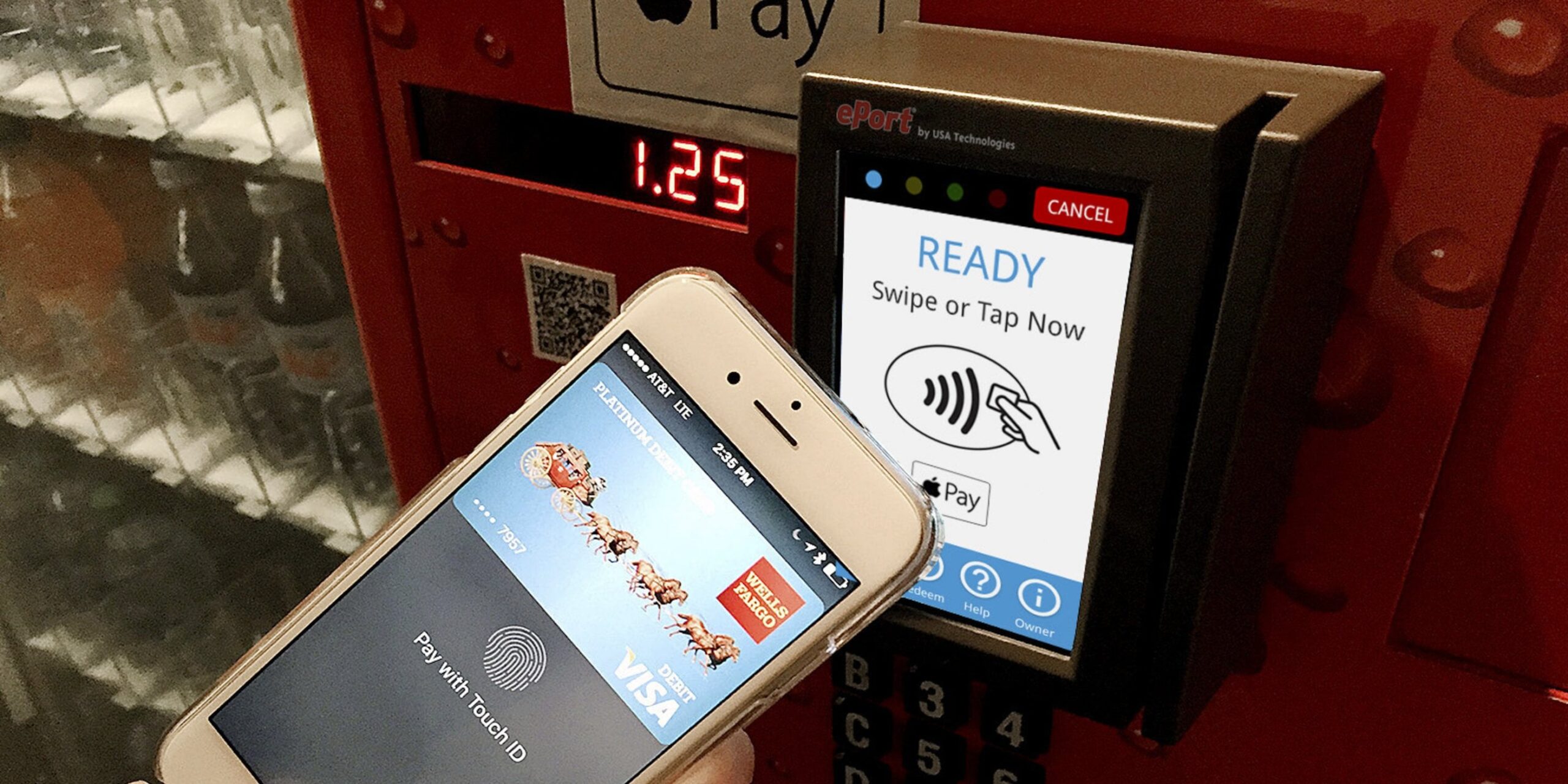 Illustrative example of apple pay vending machine