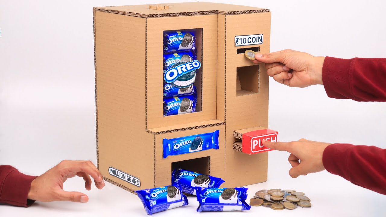 Illustrative example of cardboard vending machine diy