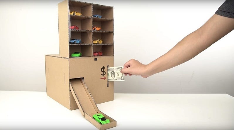 Illustrative example of cardboard vending machine