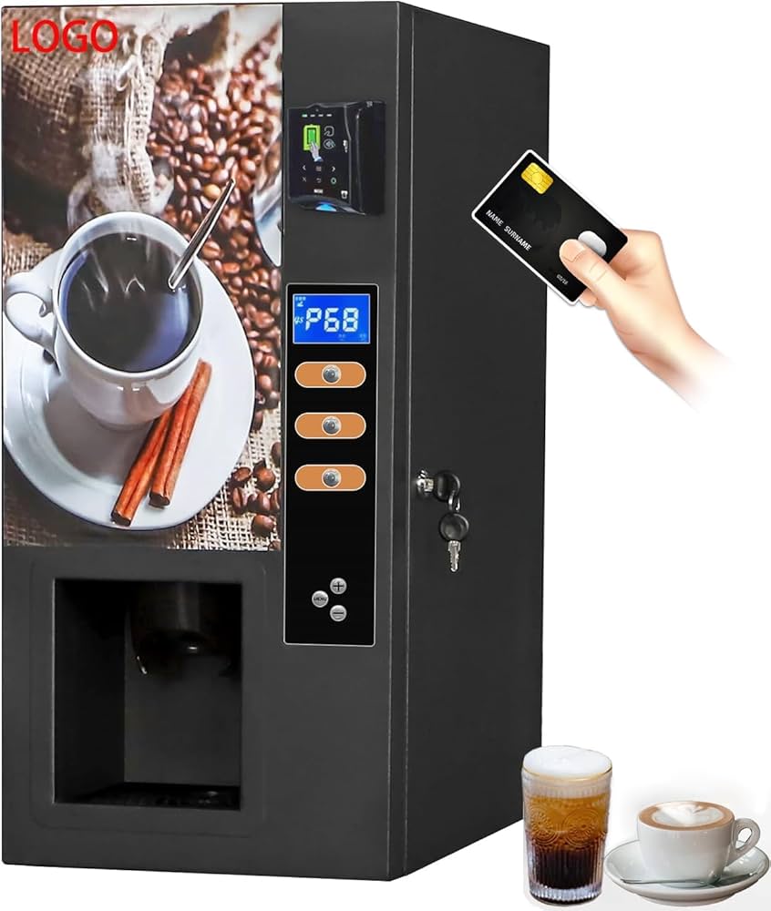 Illustrative example of coffee vending machine with card reader