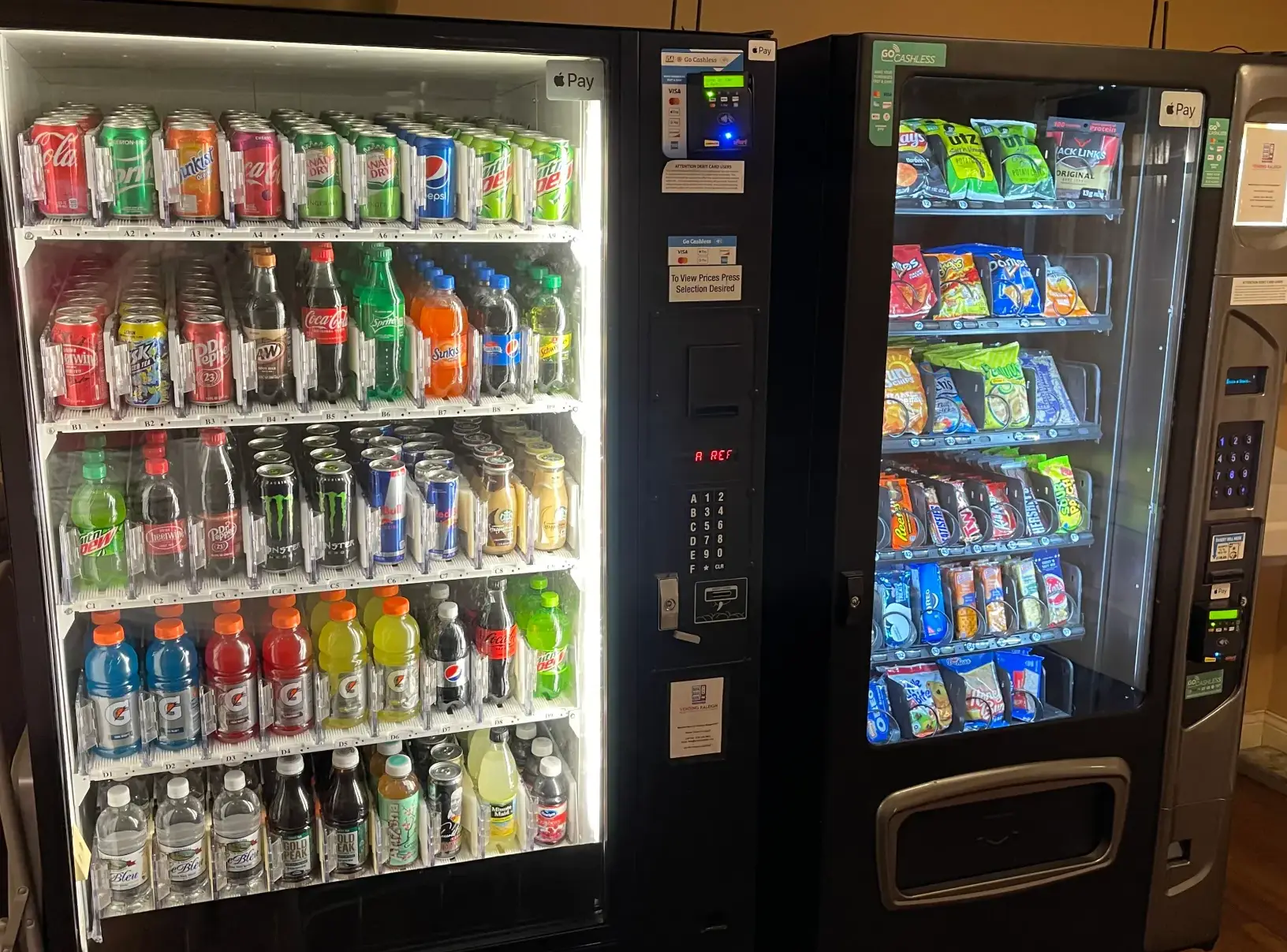 Illustrative example of drink and snack vending machines