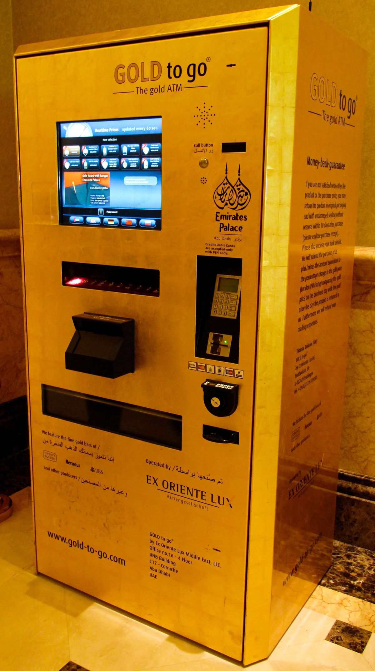 Illustrative example of dubai gold vending machine