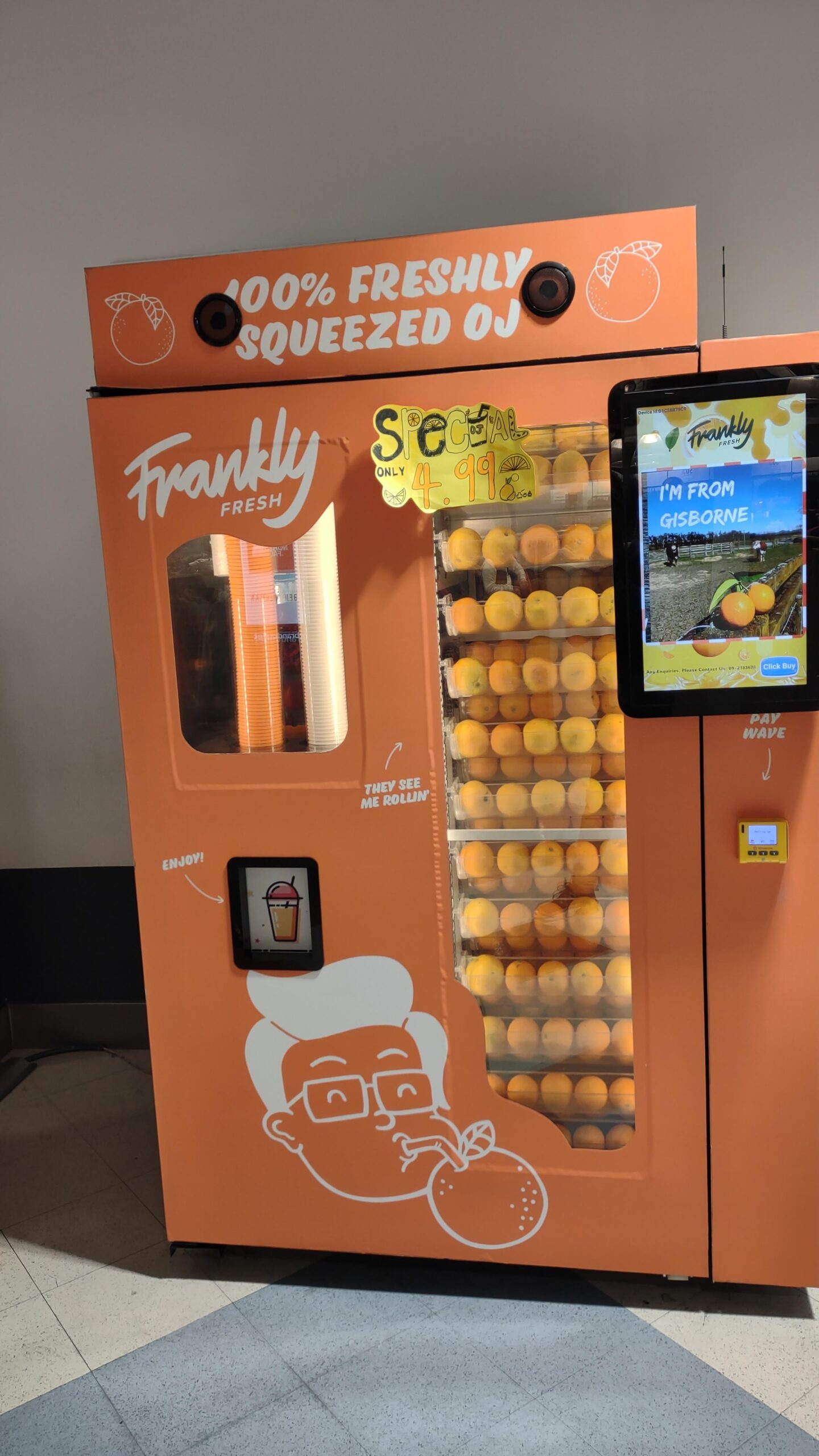 Illustrative example of fresh orange juice vending machine