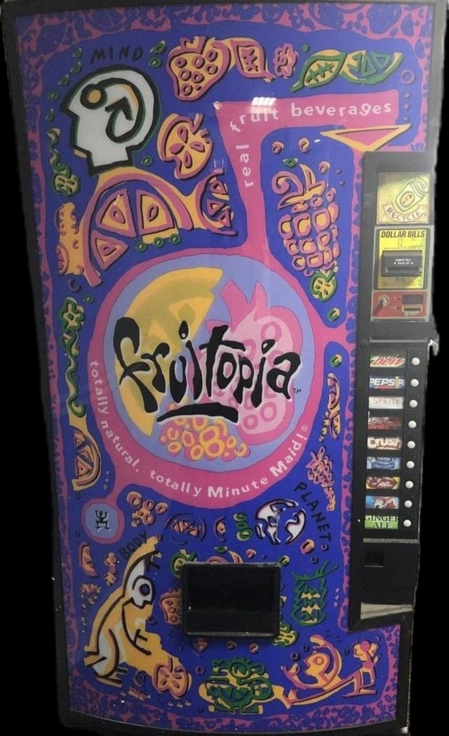 Illustrative example of fruitopia vending machine 90s