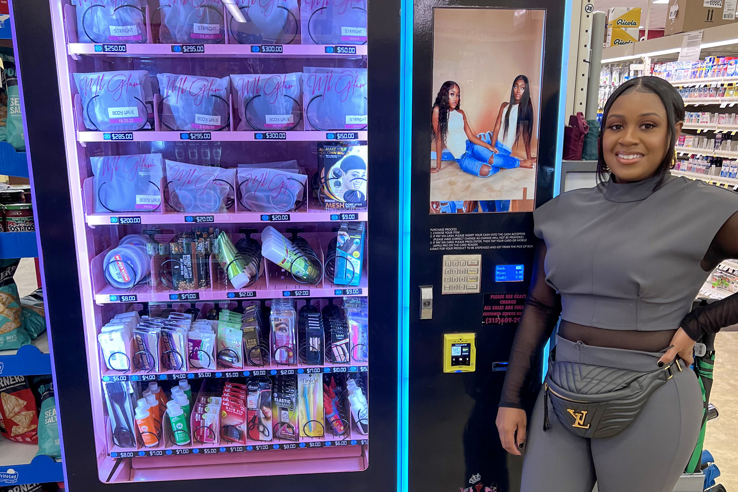 Illustrative example of hair extension vending machine