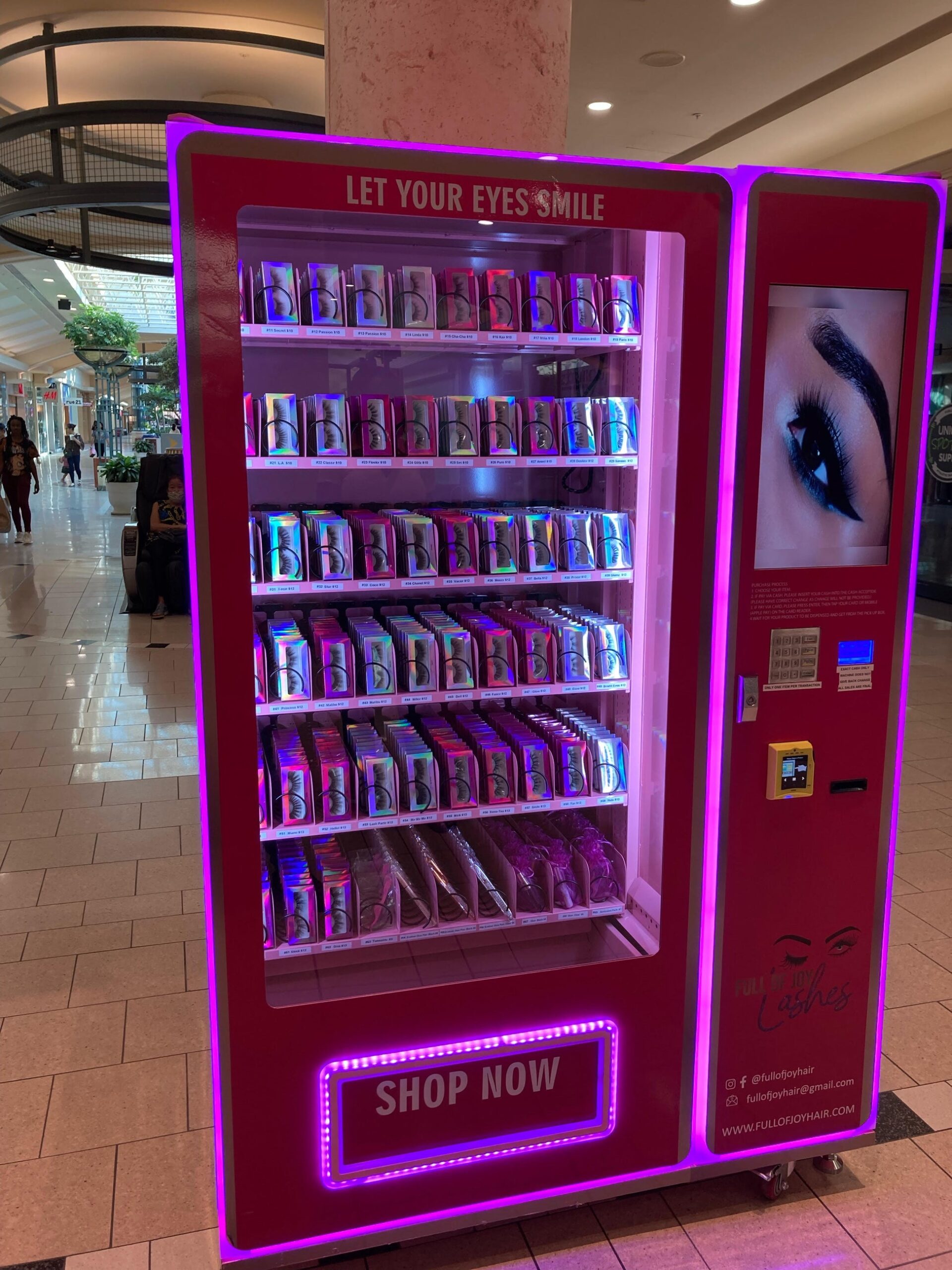 Illustrative example of lash vending machine