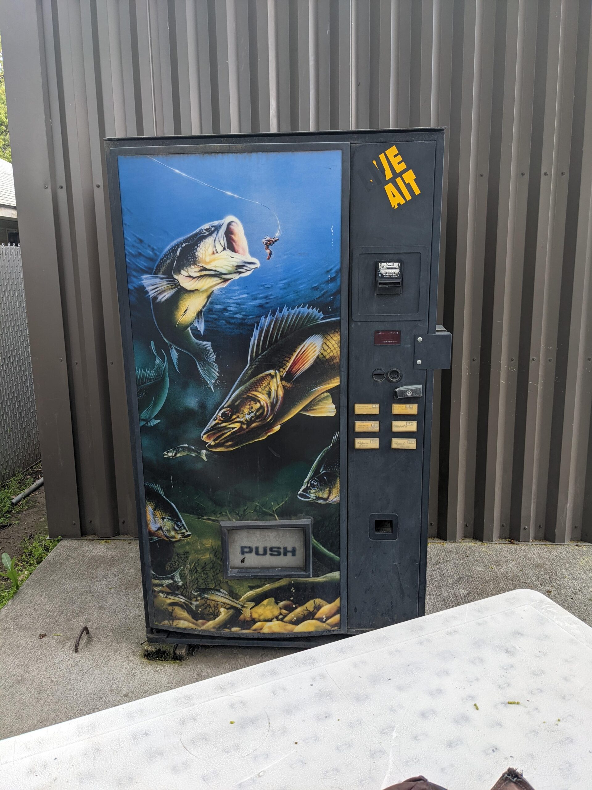 Illustrative example of live fish vending machine