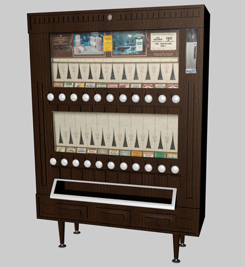 Illustrative example of old cigarette vending machine