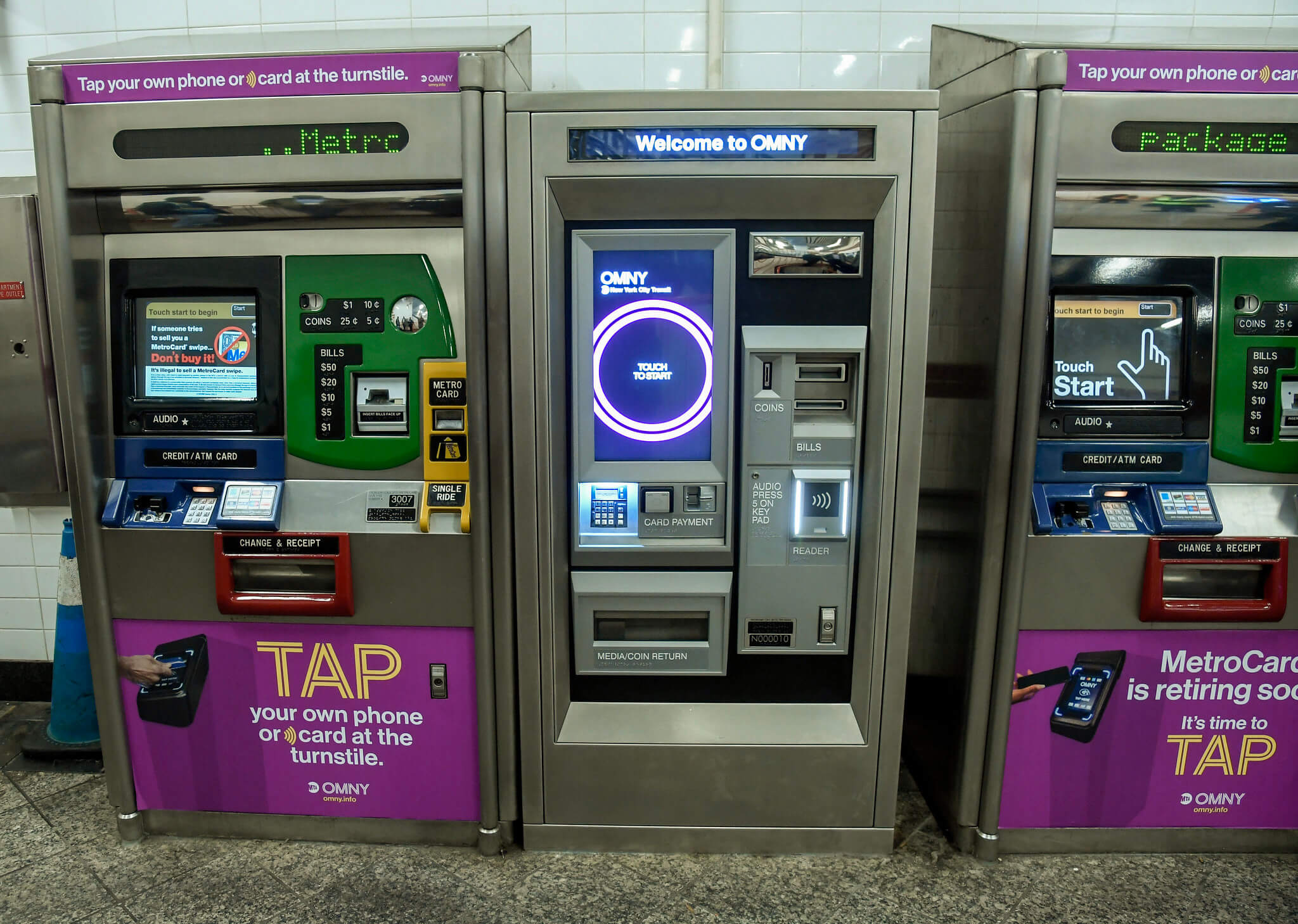 Illustrative example of omny card vending machines