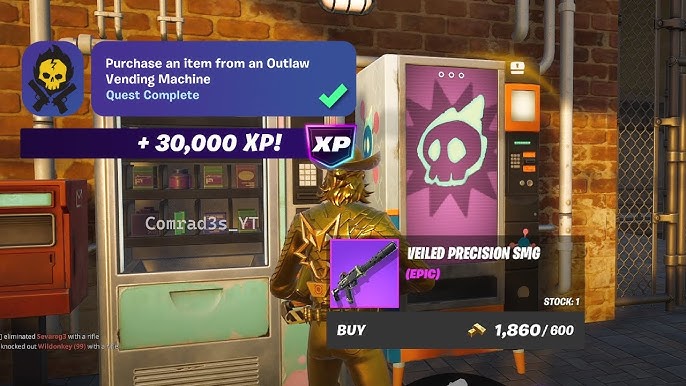 Illustrative example of outlaw vending machine fortnite