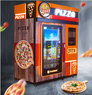 Illustrative example of pizza making vending machines