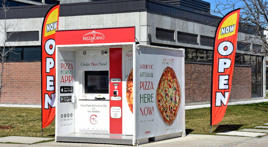 Illustrative example of pizza making vending machines