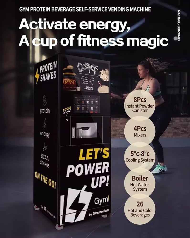 Illustrative example of protein drink vending machine