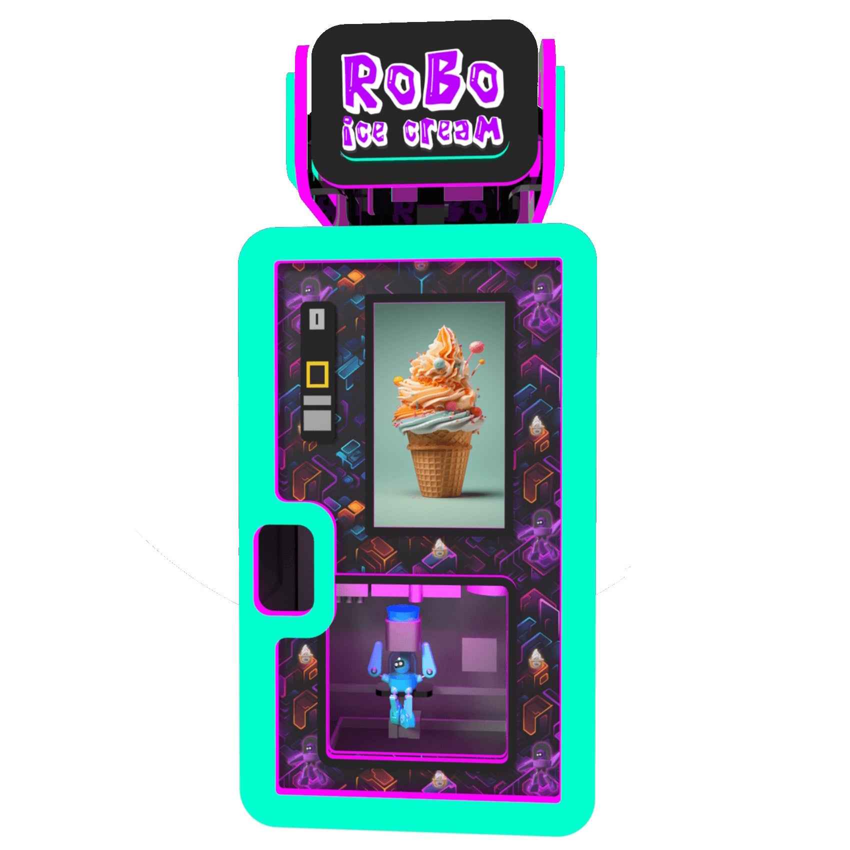 Illustrative example of robot ice cream vending machine
