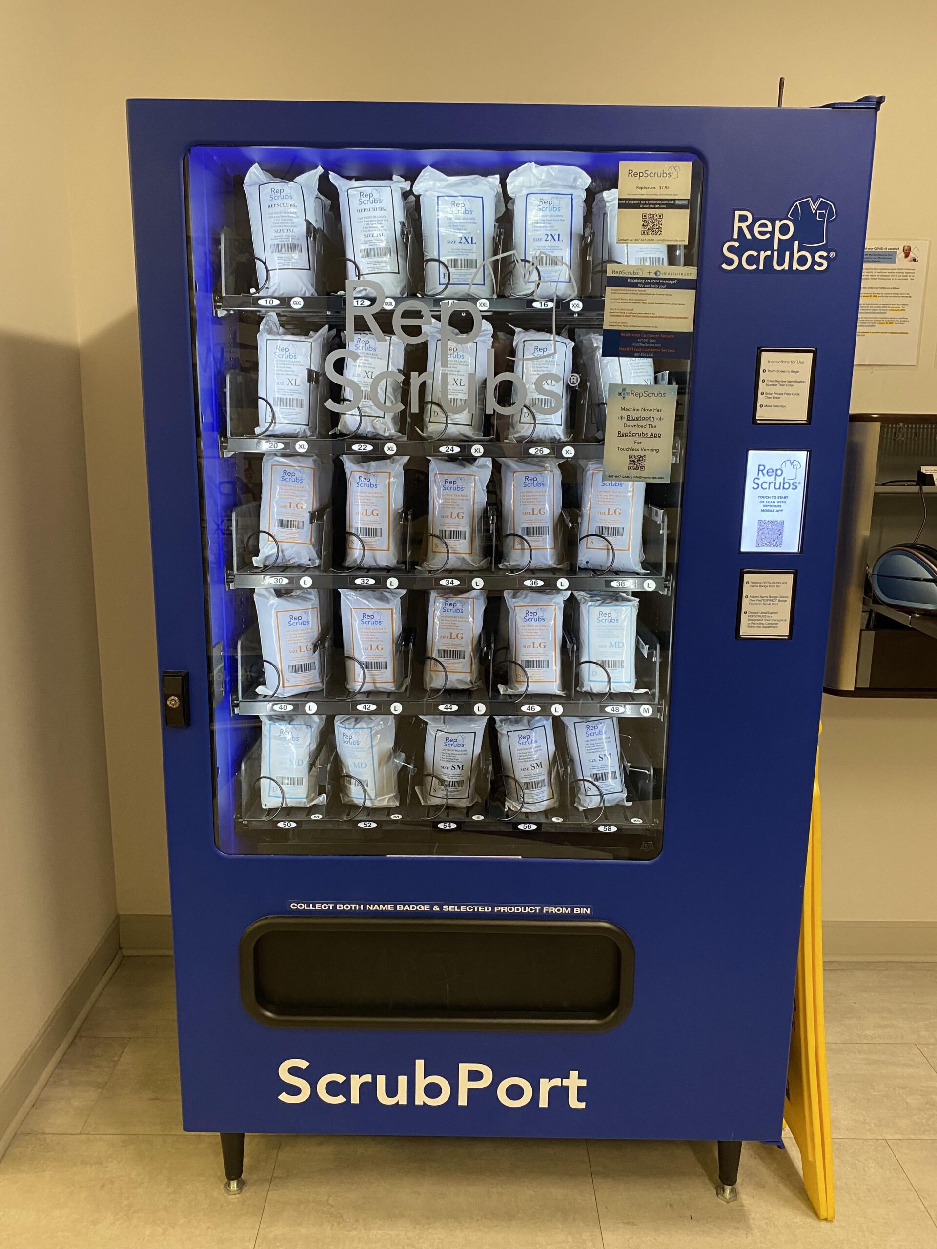 Illustrative example of scrub vending machines