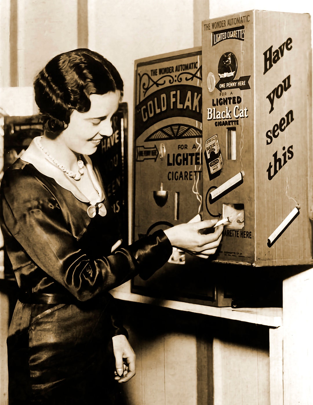 Illustrative example of single cigarette vending machine
