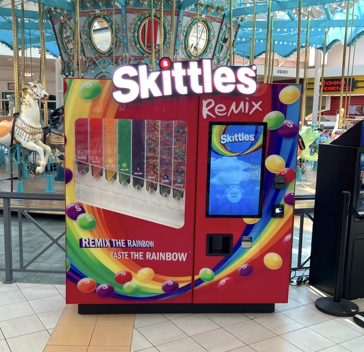 Illustrative example of skittles vending machine