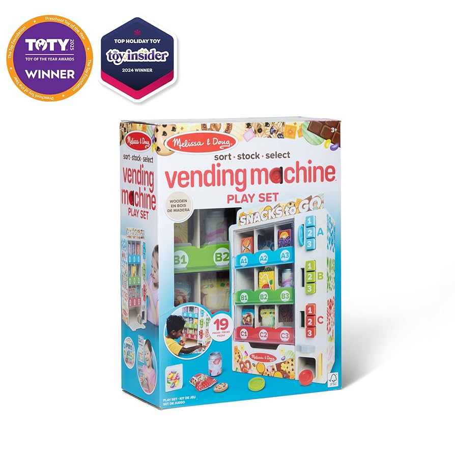 Illustrative example of sort stock select wooden vending machine play set