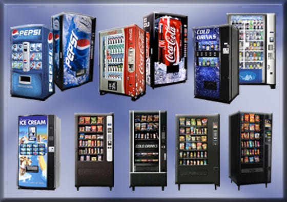 Illustrative example of types of vending machines