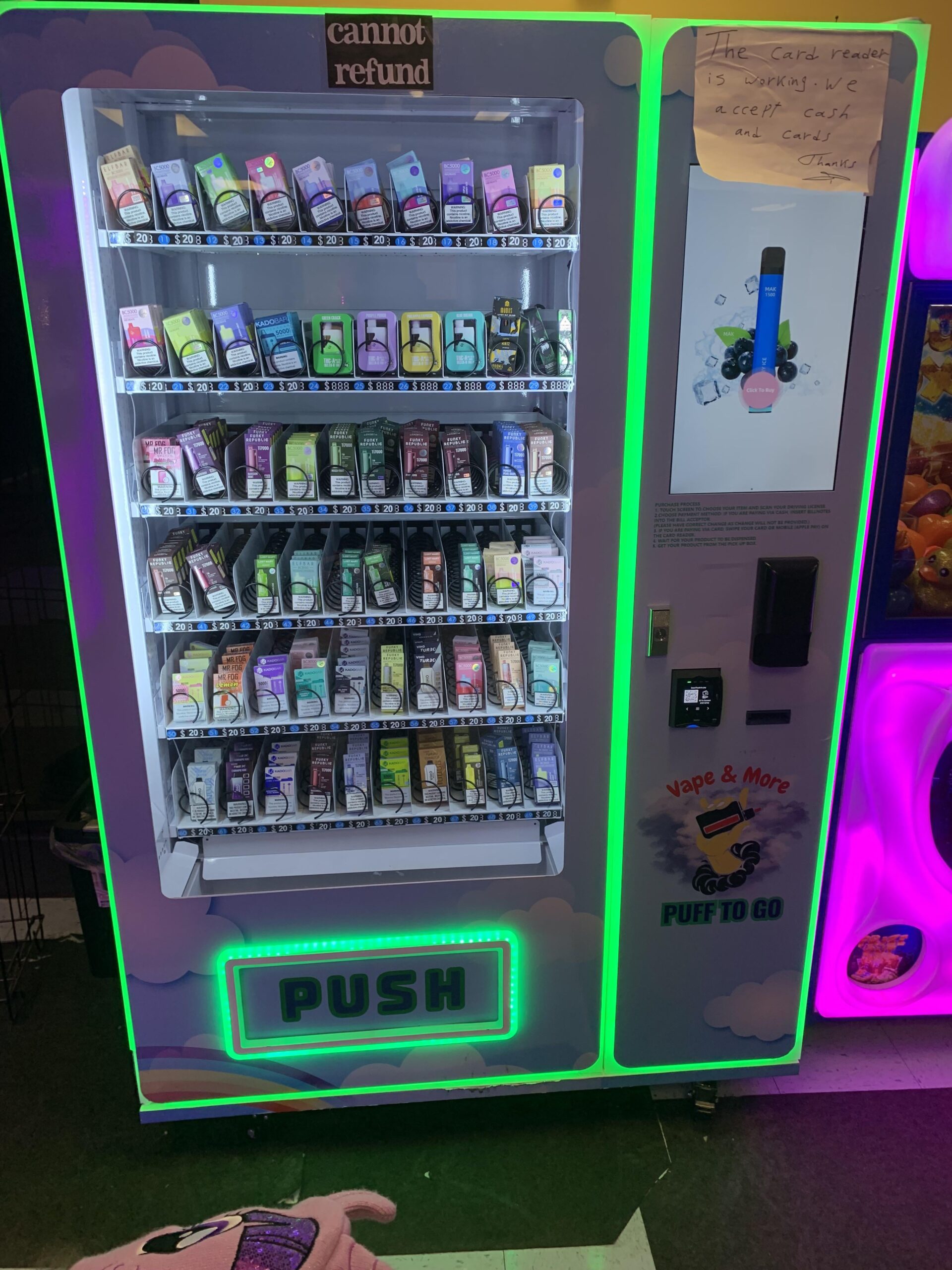 Illustrative example of vape vending machine