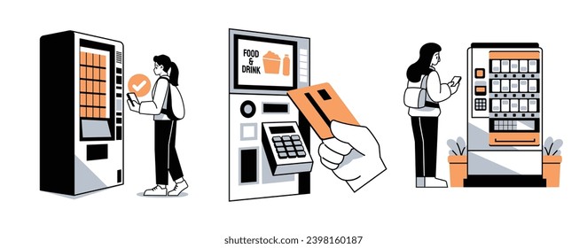 Illustrative example of vending machine cartoon