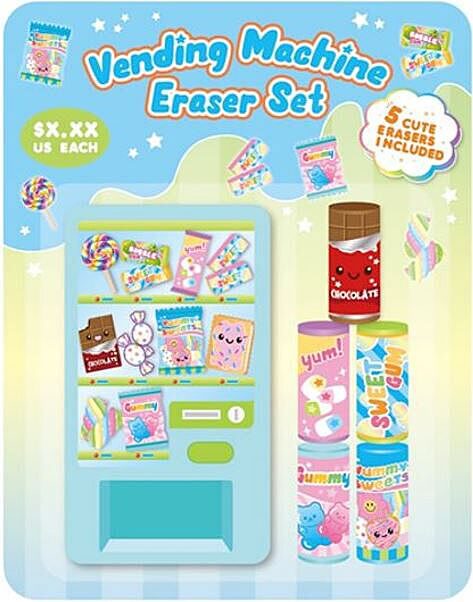 Illustrative example of vending machine eraser set