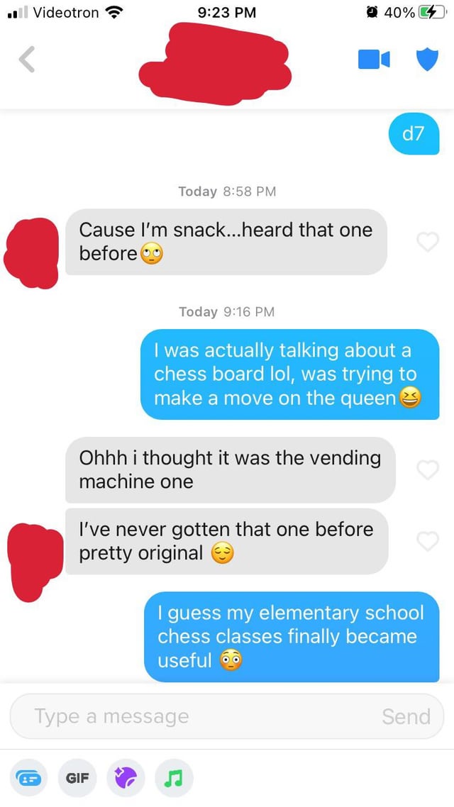 Illustrative example of vending machine pick up line