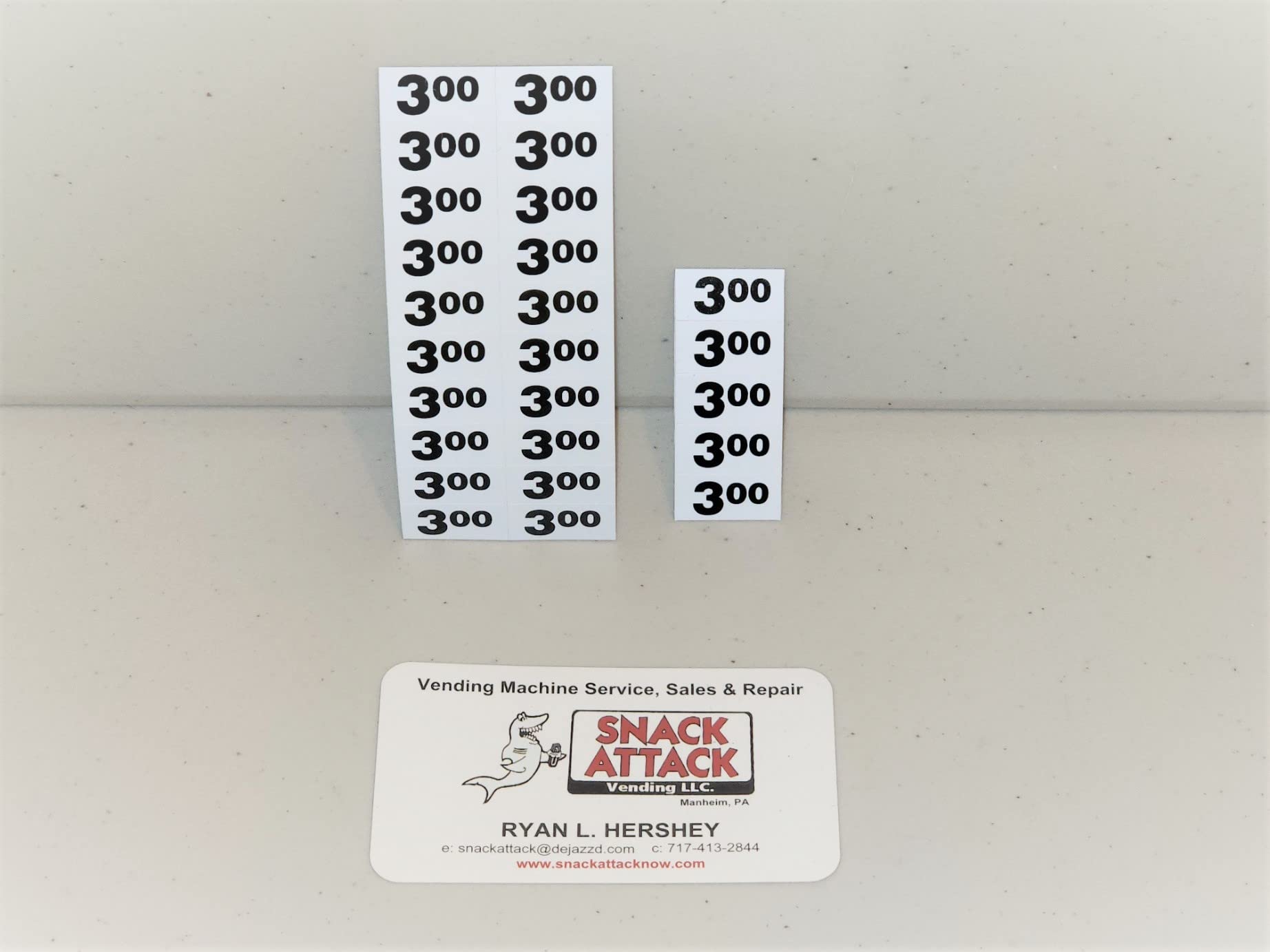 Illustrative example of vending machine price labels