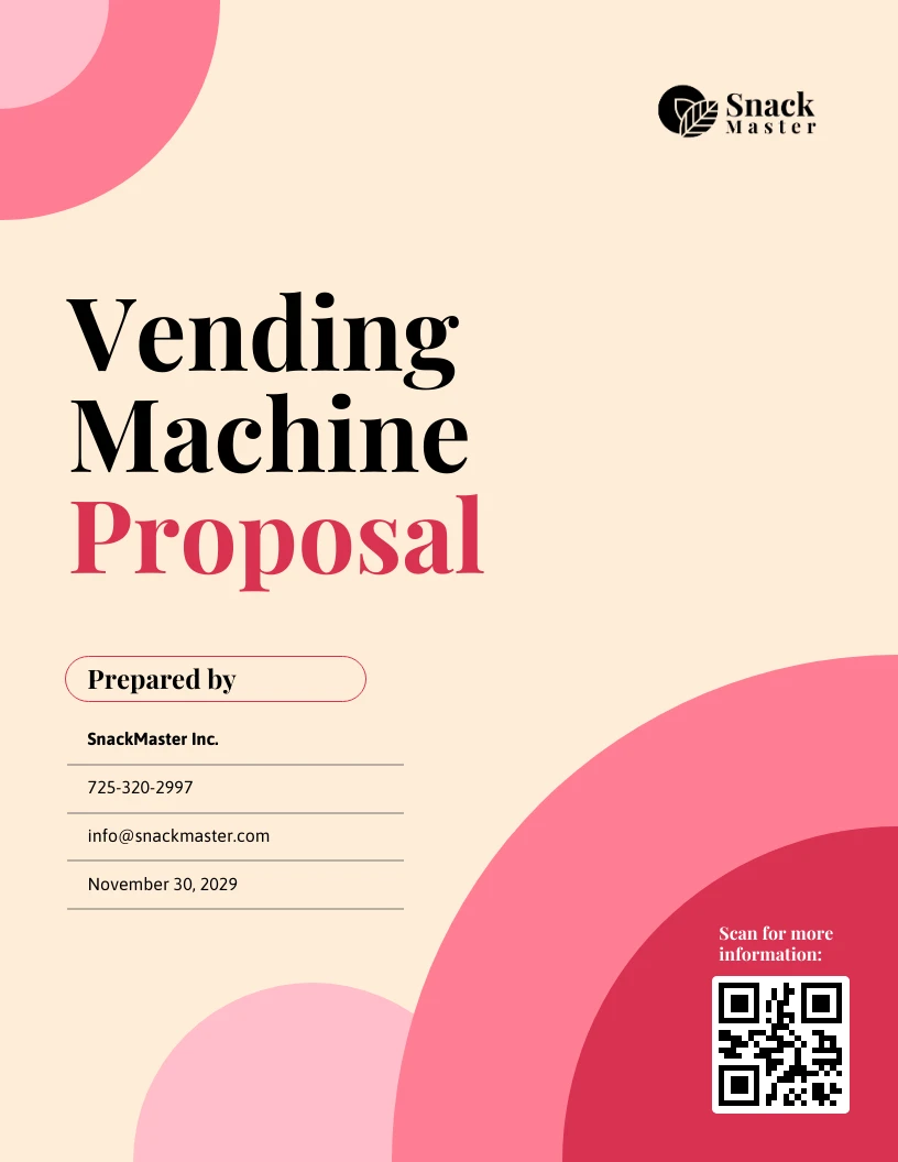 Illustrative example of vending machine proposal template