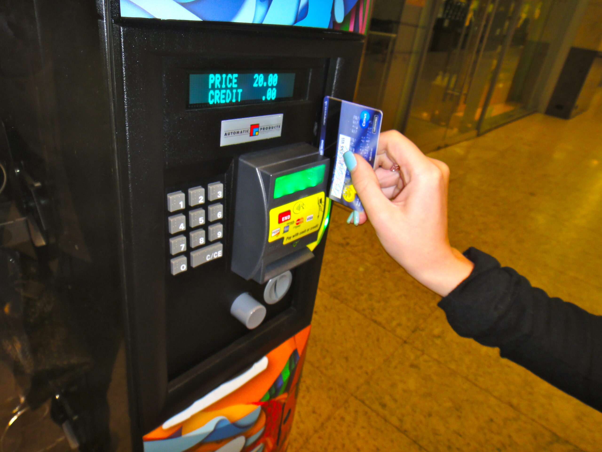 Illustrative example of vending machines with credit card