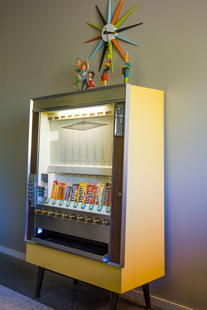 Illustrative example of vintage candy vending machines