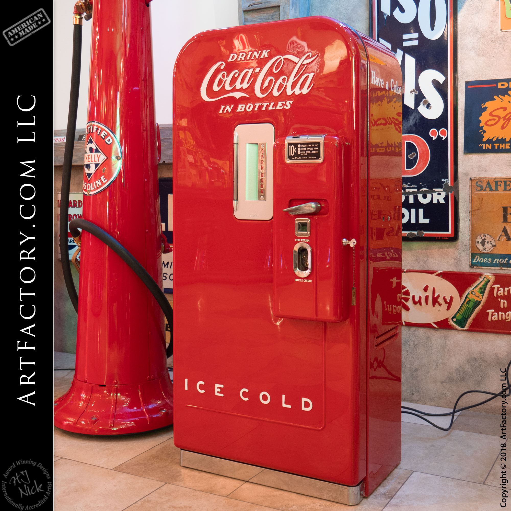 Illustrative example of vintage cola vending machine